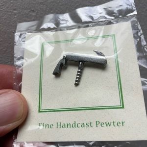 Wine opener tie pin or lapel pin